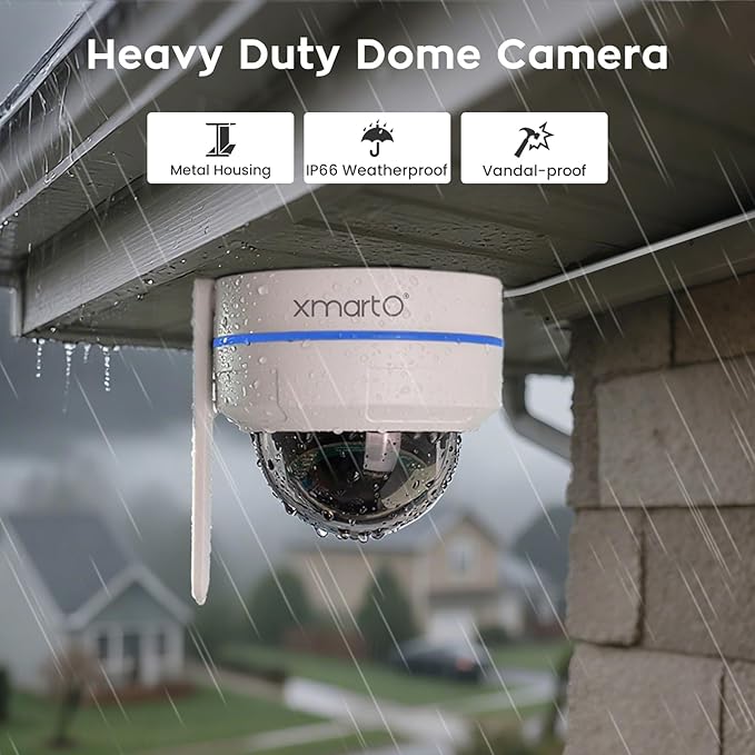 xmartO [AI Tracking Ceiling CAM 2K HD Metal PTZ Dome Wireless Security Camera with Automatic Tracking, 2-Way Audio and Night Vision (Standalone WiFi Camera, NOT add-on CAM to NVR)