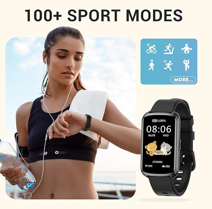 Fitness Trackers, 1.47 Inch Smartwatch, Touchscreen Activity Tracker with Thin Smartband Design, 5ATM Waterproof Fitness Watch Blood Oxygen Heart Rate Monitor for Android/iOS (Light Purple)