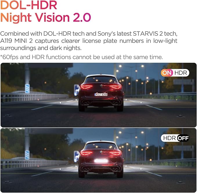 VIOFO Dash Cam A119 Mini 2, STARVIS 2 Sensor, 2K 60fps/HDR 30fps Voice Control Car Dash Camera with 5GHz Wi-Fi GPS, Night Vision 2.0, 24H Parking Mode, Supercapacitor (SD Card Not Included)