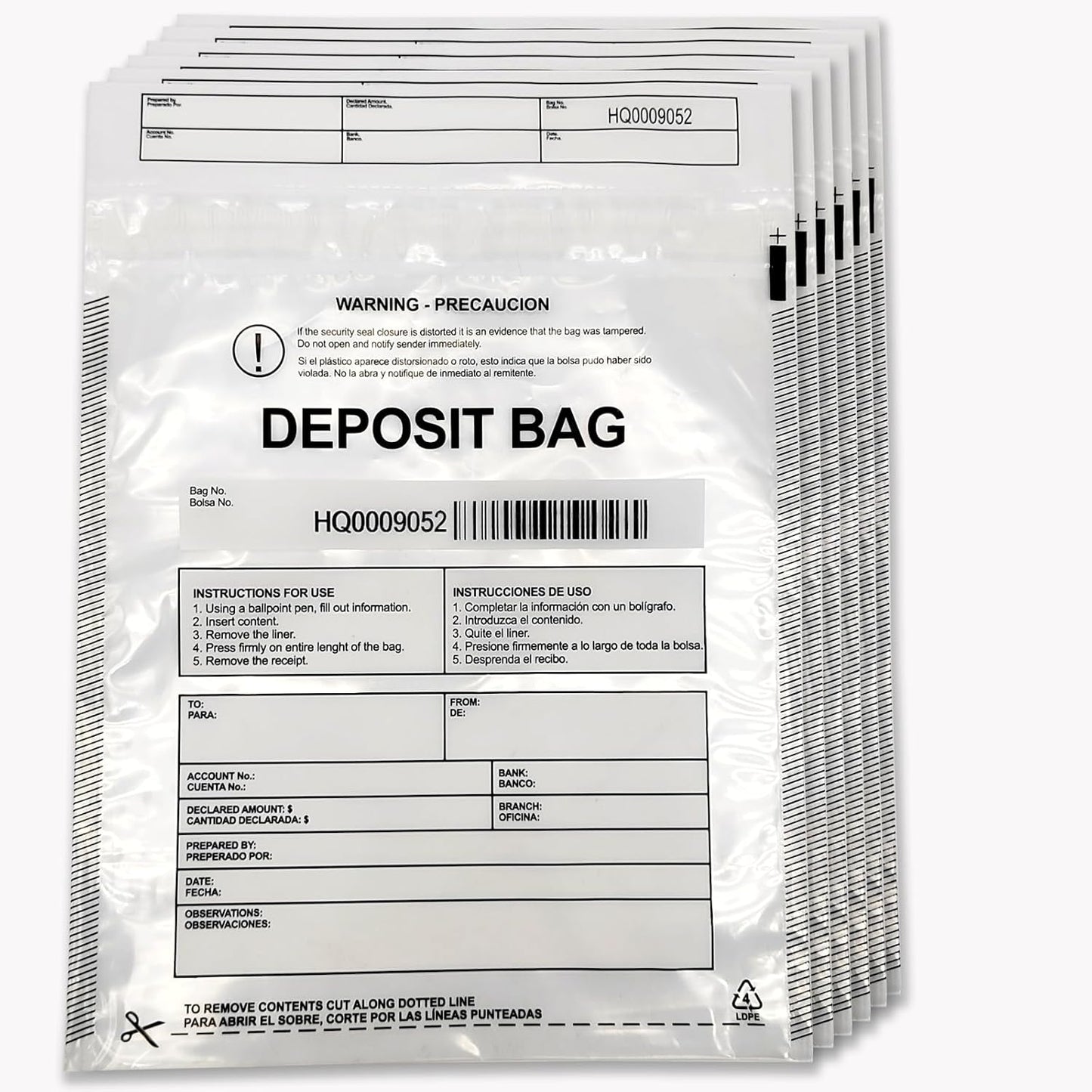 Transparent Plastic Deposit Bags, 500pcs 9x12in Tamper Proof Bag Security Bank Pocket,Cash Transfer Bag with Barcode and Self Sealing Adhesive,Used for Cash,Checks,Credit Cards