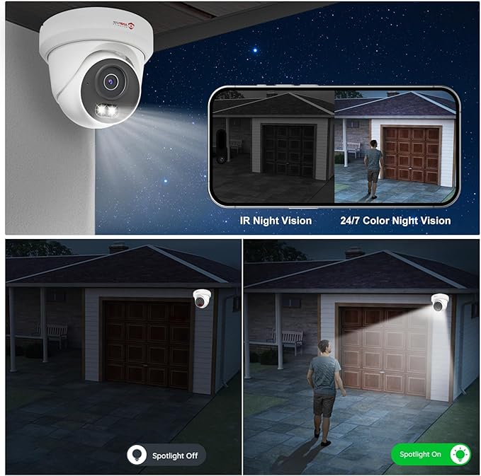 Anpviz 8CH 4K PoE Security Camera System, 6pcs 8MP Wired PoE IP Cameras with Human Vehicle Detection, Smart Dual Light Color Night Vision, 4K/8MP 8CH NVR with 2TB HDD for Business Home (U Series)