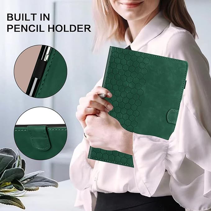 Case for Samsung Galaxy Tab A 10.1 2019 Model SM-T510/T515, Multi-Angle Viewing Smart Stand with Pocket PU Leather Tablet Cases Flip Folio Cover Green