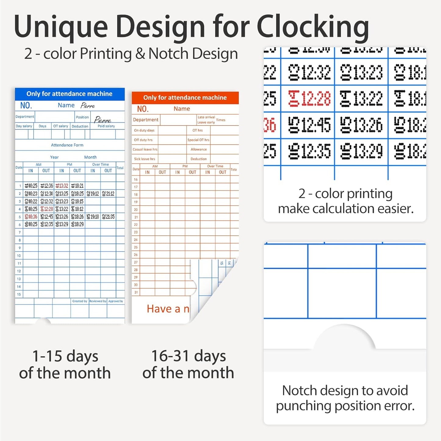 Time Clocks for Employees Small Business, Auto-Align Time Clock, 6 Punches per Day Time Machine, Clock in Machine for Employees with Time Cards, 2 Ink Ribbons and White with 50 Cards