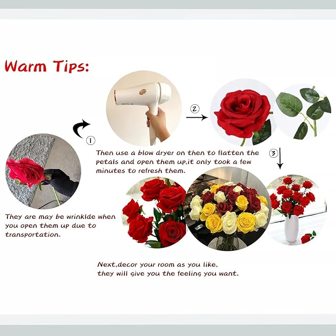 Blue Fake Roses Artificial Flowers - 16 Pcs Fake Artificial Roses Silk Flowers with Stems for Home Wedding Hotel Office Centerpiece Decor（Navy Blue）