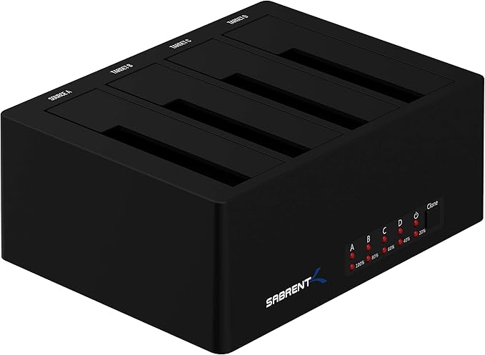 SABRENT 4-Bay USB 3.0 Docking Station for 2.5/3.5” SATA SSD/HDD, Tool-Free Trayless Design, USB 3.2 Gen 1 5Gbps, Supports 4 Drives Simultaneously, Compatible with Windows, macOS, Linux (DS-U3B4)