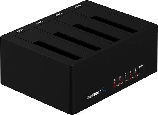 SABRENT 4-Bay USB 3.0 Docking Station for 2.5/3.5” SATA SSD/HDD, Tool-Free Trayless Design, USB 3.2 Gen 1 5Gbps, Supports 4 Drives Simultaneously, Compatible with Windows, macOS, Linux (DS-U3B4)
