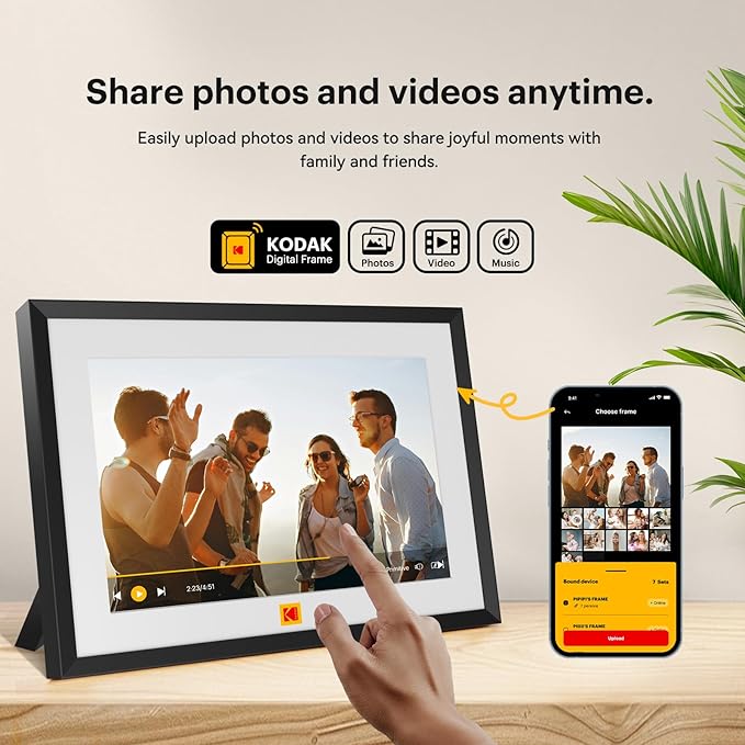 KODAK 10.1 Inch WiFi Digital Picture Frame,1280x800 HD IPS Touch Screen, Electronic Smart Photo Frame with 32 GB Memory, Auto-Rotate, Instantly Share Photos/Videos Anywhere