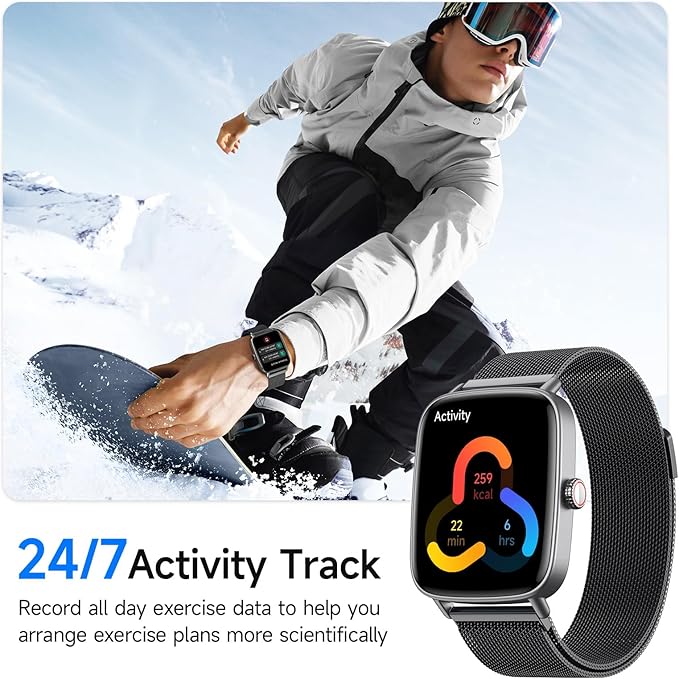 Smart Watch for Women, 1.85" HD Smartwatch Compatible iPhone/Samsung/Android (Answer/Make Calls), 100+ Sport Modes Fitness Tracker with Heart Rate/Sleep/SpO2 Monitor, IP68 Waterproof, Metal Band