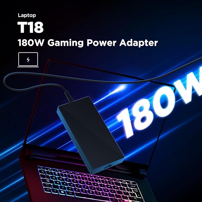 Innergie T18 (180G) 180W 150W Universal Gaming Laptop Charger Power Adapter for Acer ASUS ROG HP Lenovo MSI 100-240V AC Input 19.5V 9.23A DC Output Power Supply Made by Delta Electronics