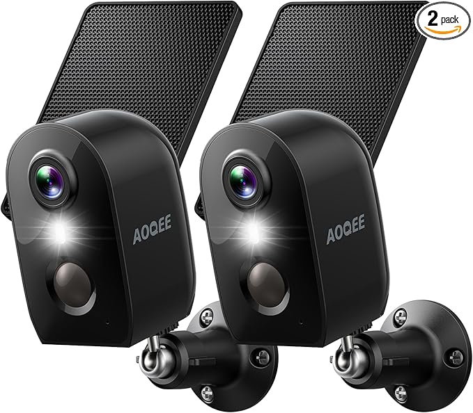 Cameras for Home Security-2.4Ghz WiFi Security Cameras Wireless Outdoor, Battery Powered with Solar Panel, Color Night Vision, AI Motion Detection, SD Card/Cloud Storage, Work with Alexa, Y8 2P