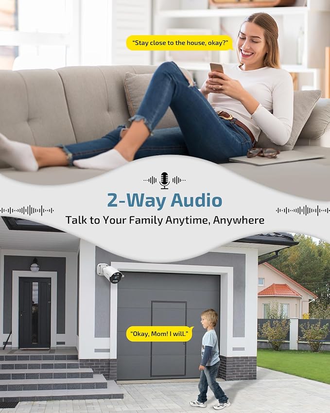 Two-Way Audio PoE Security Camera System Outdoor, 5MP Wired Cameras with 4K 8CH NVR Systems, Home Surveillance Video DVR Kits