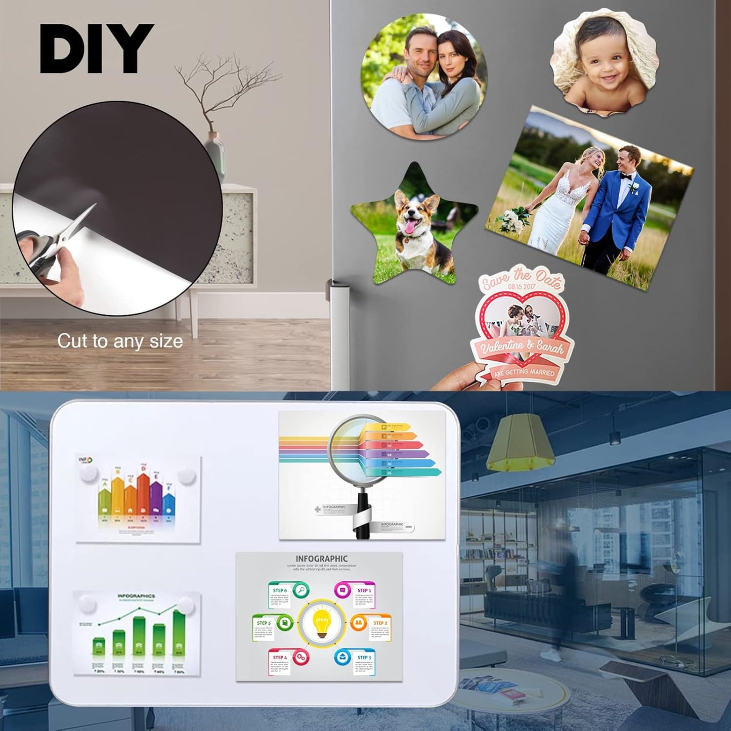 8.5X11 Inches Magnet Sheets for Letter Size (Pack of 16),Magnetic Sheets with Self-Stick Adhesive for Home/Classroom/Office,Easy Cut DIY Magnet