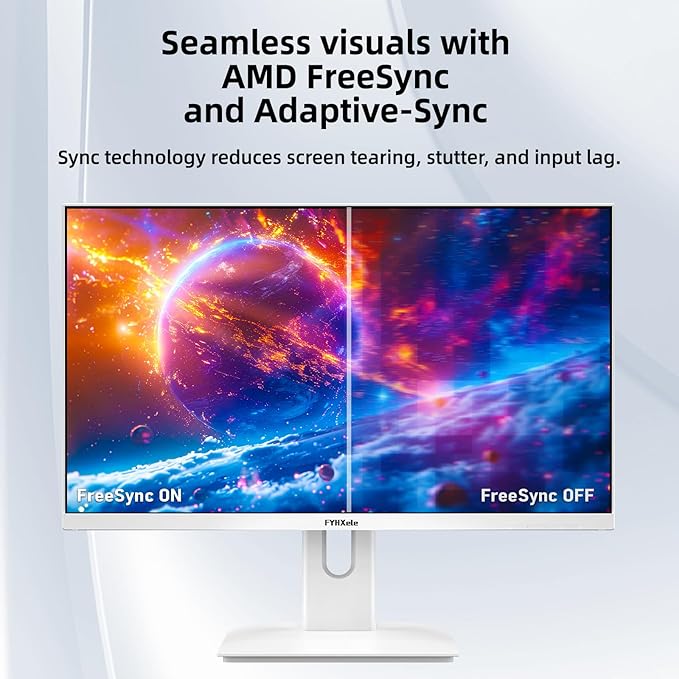 27” White Monitor, FHD (1920x1080P) 180Hz 100% sRG Computer Monitors，IPS Panel, 3Sides Frameless, Flicker-Less,Blue Light Filter, for Office & Gaming (DP,HDMI)