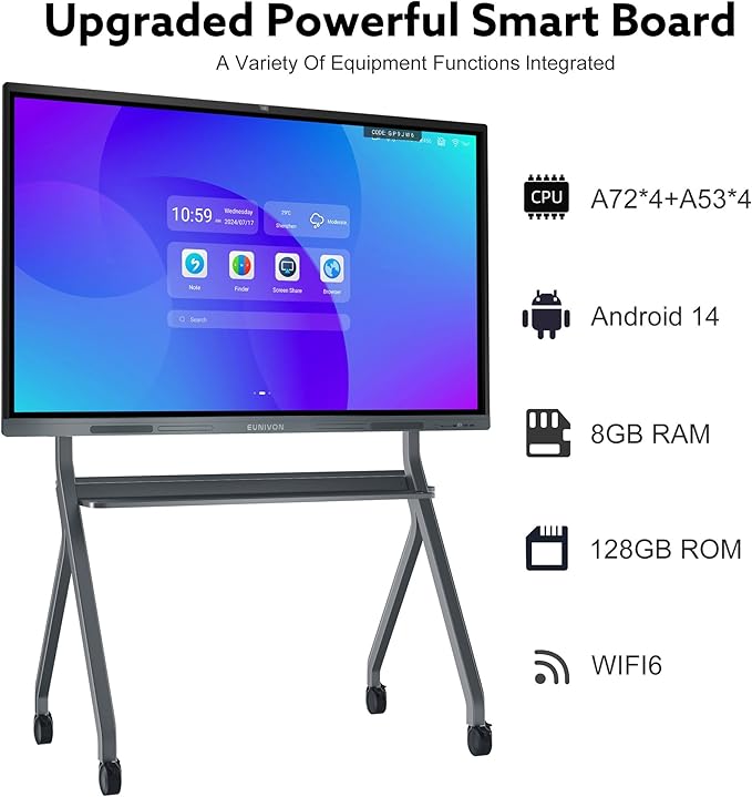 Interactive Whiteboard, 65'' 4K UHD Smart Whiteboard, Interactive Touch Screen Smartboard, Smart Board for Classroom and Business (Wall Mount Included)