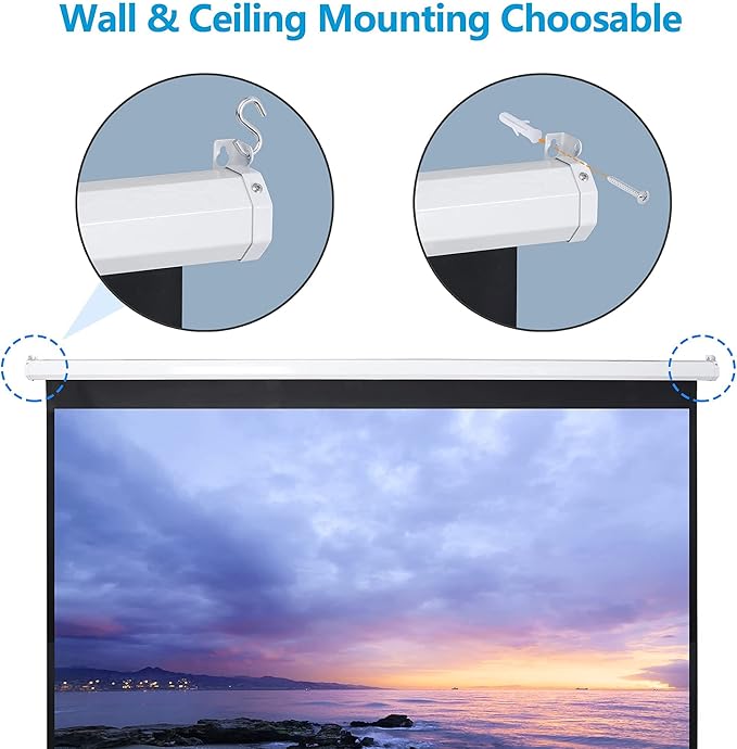 Smartxchoices 120" HD Manual Projector Screen 1:1 Format with Auto Lock Anti-Crease Home Theater Office Wall Mounted Ceiling Pull Down Projection 1.1 Gain Matte White,View Size: 84 x 84 inches