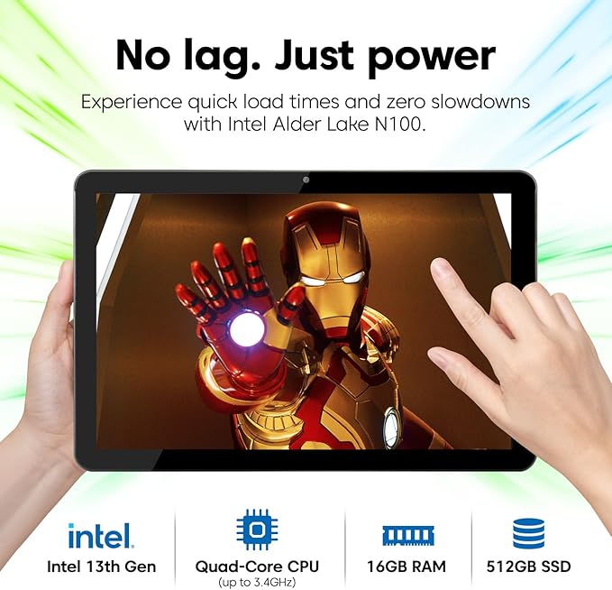 Fusion5 10.1” Windows 11 Professional Tablet PC - 16GB RAM, 512GB SSD, Intel 13th Gen, Full HD, USB C, Micro HDMI - 10 Inch Ultra Slim Windows Tablet Computer, Expandable Storage