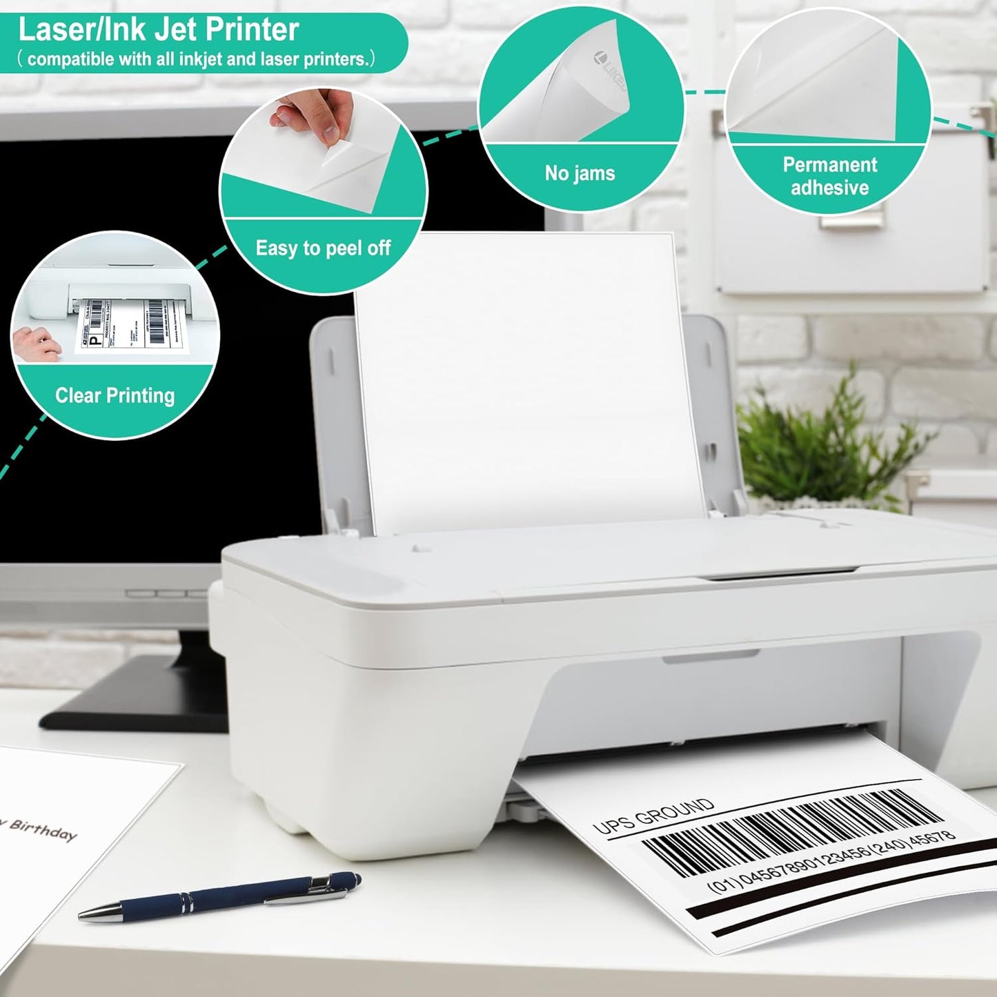 L LIKED 30 Sheets 5.5 x 8.5 Inches Shipping Address Labels for Laser/Ink Jet Printer - 30 Sheets