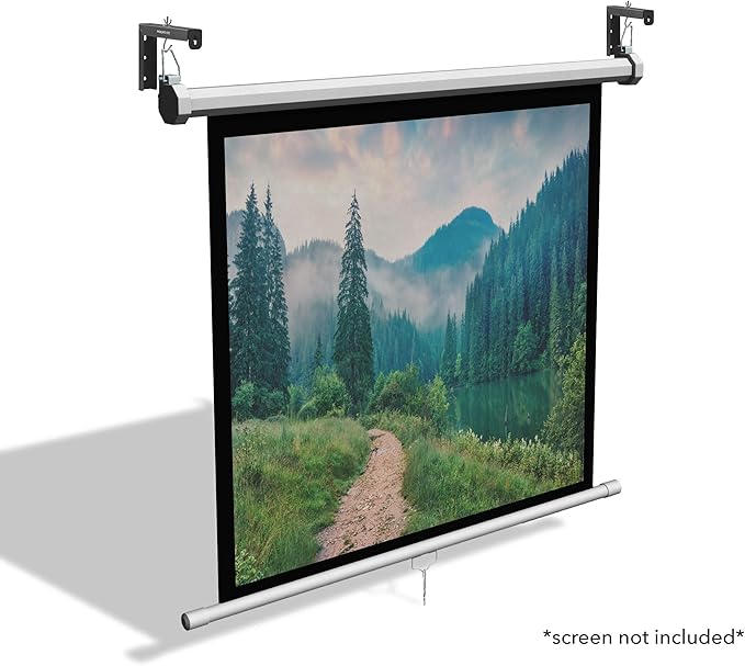 Mount-It! Projector Screen Wall Mount L-Brackets - Wall Hanging Bracket For Home Projector and Movie Screens, 6 inch Adjustable Mounting Hooks for Projection Screen, 1 Pair, Black, 66 Lb Capacity Each