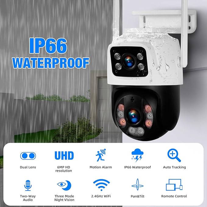Fuers Wireless Security Camera System, 5MP 8CH NVR with 1TB HDD, 4Pcs 3MP Dual Lens WiFi Cameras Home Surveillance Outdoor Indoor, Motion Detection, Auto Tracking,2-Way Audio,Color Night Vision
