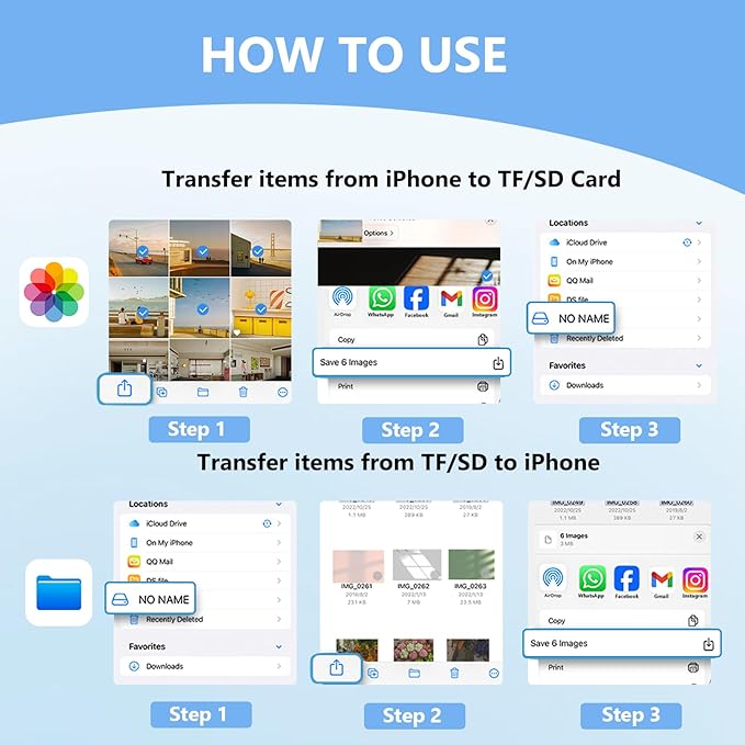 USB C SD Card Reader for iPhone Adapter, 3-in-1 Memory Card Reader Dual Slots with USB Camera Adapter, Digital Camera Adapter iPhone 15/16/17, iPad, Mac, MacBook Pro/Air, Android, Laptop