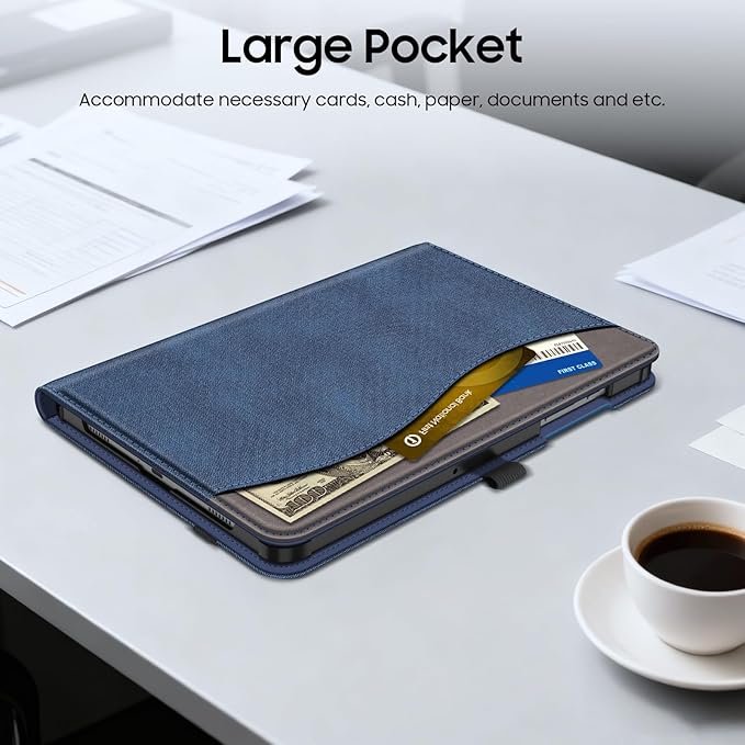 Fintie Case for Samsung Galaxy Tab A9 Plus/A9+ 5G 11 Inch 2023 Model (SM-X210/X216/X218), Multi-Angle Viewing Smart Stand Back Cover with Pocket Auto Wake/Sleep, Denim Indigo