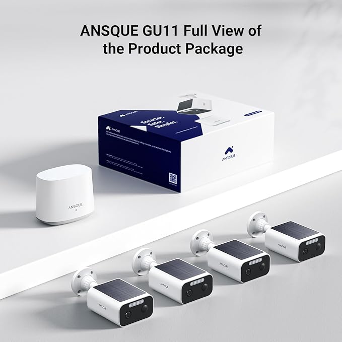 Solar Security Cameras Wireless Outdoor, 4-Cam-Kit, 2K Home Security Camera System, 365-Day Battery Life, No Subscription Fee, Easy to Install, Color Night Vision, Local Storage