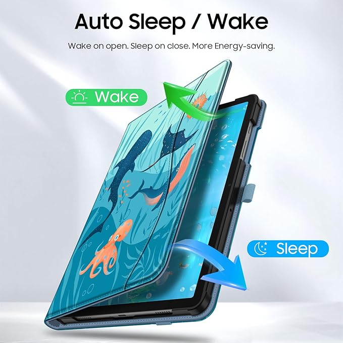 Fintie Case for Samsung Galaxy Tab A9 Plus/A9+ 5G 11 Inch 2023 Model (SM-X210/X216/X218), Multi-Angle Viewing Smart Stand Back Cover with Pocket Auto Wake/Sleep, Blue Ocean