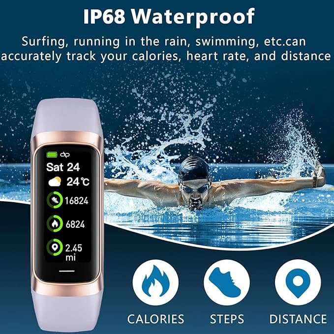 Fitness Tracker with 24/7 Heart Rate Blood Oxygen Sleep Monitor,Activity Tracker with 1.1" AMOLED Touch Color Screen, Multiple Sport Modes Step Counter,IP68 Waterproof for Women Men