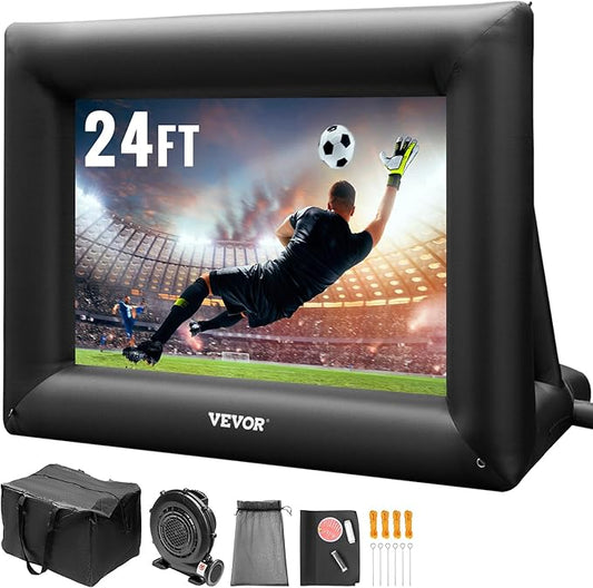 VEVOR Inflatable Projector Screen for Outside with 350W Air Blower Inflatable Screen Oxford Fabric Material Blow Up Screen for Outdoor Movie Supports Front/Rear Projection