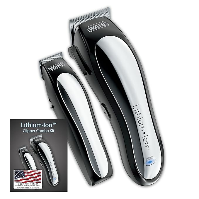 Wahl USA Clipper Rechargeable Lithium Ion Cordless Haircutting Clipper & Battery Trimming Combo Kit – Electric Clipper for Grooming Heads, Beards, & All Body Grooming – Model 79600-2101P
