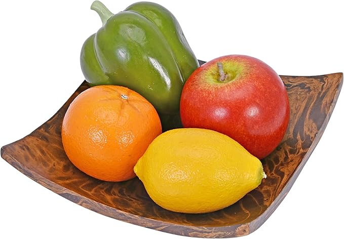 AeraVida Square-Shaped Mango Tree Wood with Dark Stain Serving Dish or Fruit Bowl | Wood Decor Bowl