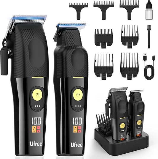 Ufree Hair Clippers for Men Professional, Cordless Barber Clippers and Trimmers Set, Hair Cutting Kit with Storage Stand, Electric Shaver, Gifts for Men