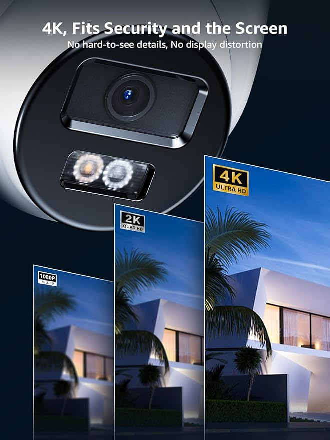 ANNKE C800 4Pcs Ultra HD 4K PoE Security Cameras with AI Human/Vehicle Detection, 8MP Turret IP Camera with Audio, Spotlight Color Night Vision, H.265+, IP67 Weatherproof, Support 512GB Micro SD