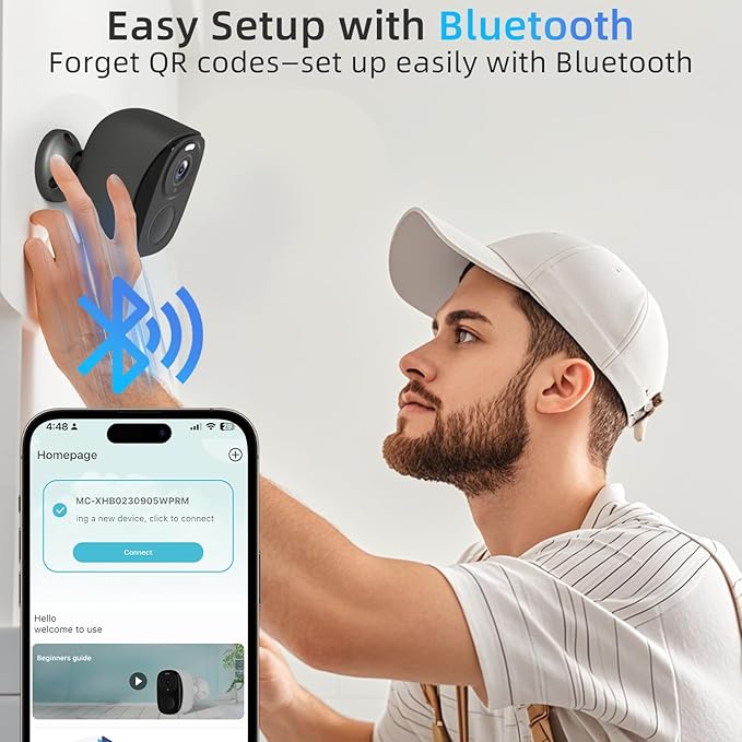 4PCs 2K Security Camera Wireless Outdoor, Surveillance Indoor Home Camera, Battery Powered WiFi Security Cameras with Color Night Vision, AI Motion Detection, 2-Way Audio, IP65, SD/Cloud, Works Alexa