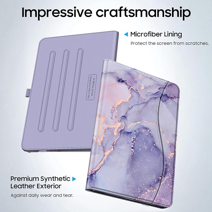 Fintie Case for Samsung Galaxy Tab A9 Plus/A9+ 5G 11 Inch 2023 Model (SM-X210/X216/X218), Multi-Angle Viewing Smart Stand Back Cover with Pocket Auto Wake/Sleep, Lilac Marble