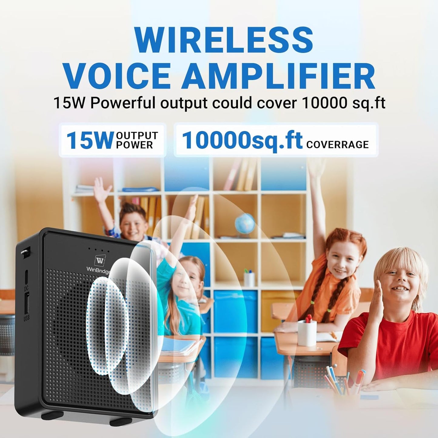 Voice Amplifier Wireless Microphone Headset, Original Sound Ultra Portable Microphone and Speaker, 15W Megaphone Speaker with Bluetooth Mic, Personal PA System for Teachers Classroom Tour Guide B002