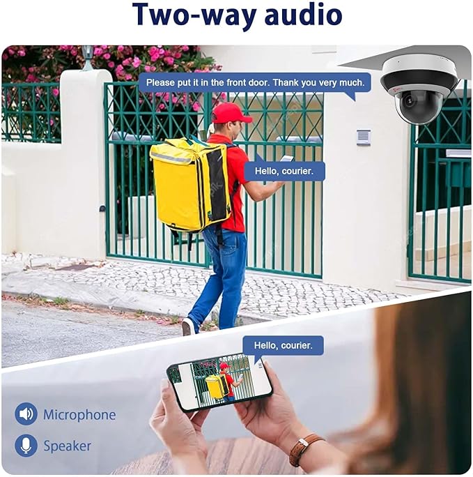 Anpviz 4MP PoE PTZ IP Camera with 4X Optical Zoom, Perimeter Protection, Human Vehicle Detection, 2560x1440@30fps, H.265+ Dome Security Camera, Built-in Audio, 330° Pan 90° Tilt, Card Slot, 120dB WDR