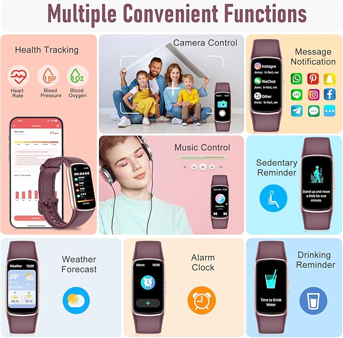 Fitness Tracker with 24/7 Heart Rate, Blood Pressure Blood Oxygen Sleep Monitor, 123 Sports Modes Calories Smart Watch,IP68 Waterproof Step Counter Activity Trackers Pedometer for Women Men