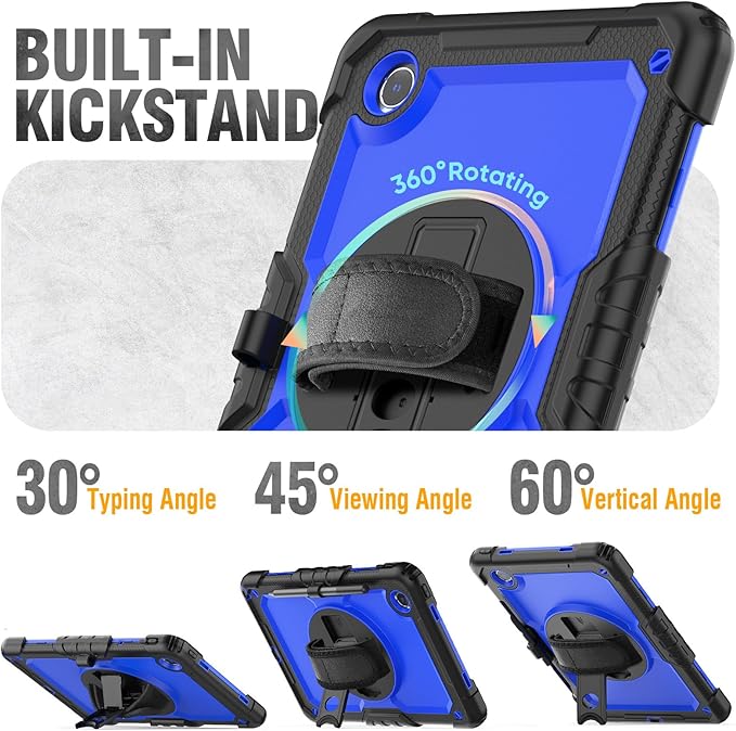 HXCASEAC Case for Samsung Galaxy Tab S6 Lite 10.4 inch, Protective with Screen Protector/Hand Strap/S Pen Holder, Shockproof S6 Lite Tablet Case 2024/2022/2020 SM-P610 SM-P613 SM-P620 - Blue