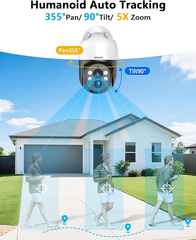 (Auto Tracking) 4K 2-Way Audio PTZ PoE Outdoor Wired Security Cameras System Home Wired Cameras Video Surveillance DVR Recorder System