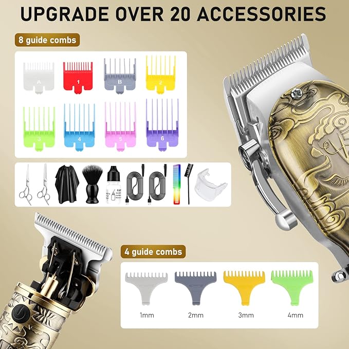 Hair Clippers Set for Men with Beard Trimmer,Professional Cordless Hair Trimmer for Men,Barber Kit Professional for Man Haircutting Machine with LED Display