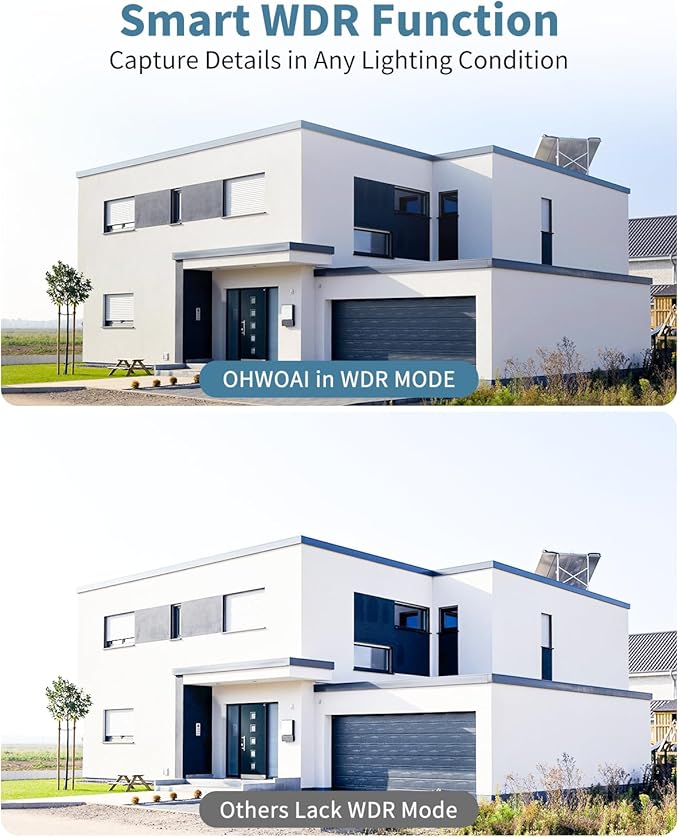 OHWOAI 《130°Wide Angle & 2-Way Audio 》4K Outdoor Wired Security Camera System,360 Degrees Security PTZ IP Cameras,Surveillance Video Equipment, Surveillance DVR Kits