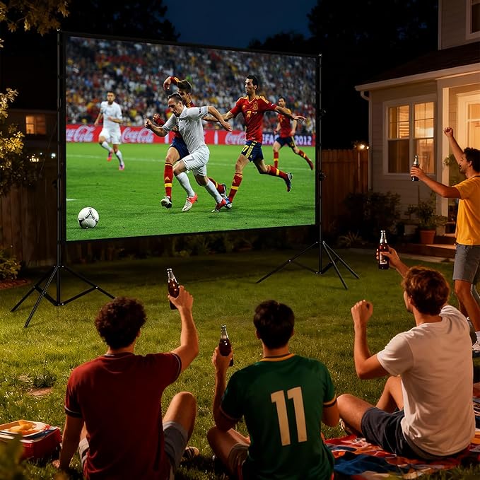 Projector Screen with Stand - 150 Inch Projector Screen Outdoor Indoor Projector Screens 16:9 4K HD Outdoor Movie Screen with Carry Bag,Enioy Home Theater Projection Screen