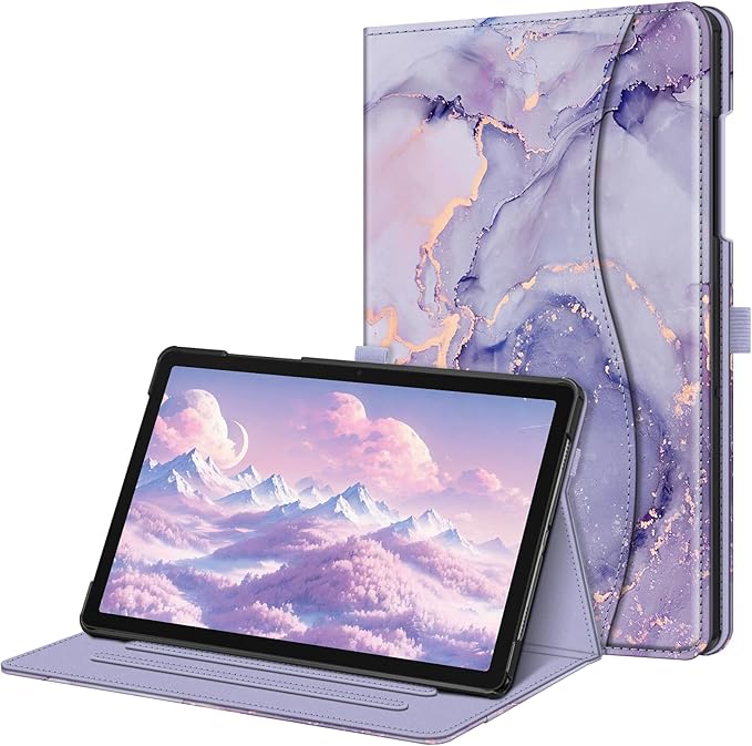 Fintie Case for Samsung Galaxy Tab A9 Plus/A9+ 5G 11 Inch 2023 Model (SM-X210/X216/X218), Multi-Angle Viewing Smart Stand Back Cover with Pocket Auto Wake/Sleep, Lilac Marble