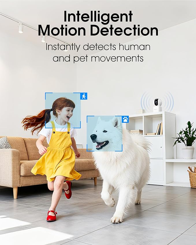 Cameras for Home Security, Pet Camera with WiFi 6&5GHz/2.4GHz, Motion Tracking Never Miss a Moment, 2-Way Audio, Night Vision, Compatible with Alexa Upgrades Your Idoor Security