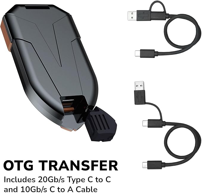 DATO External SSD 500GB, External Solid State Drive Portable SSD External USB 3.2 Gen 2x2 Type-C OTG Supported Compatible with PS5 and Xbox, up to 1600/1500 MB/s IP67 Waterproof - ARES Amber Shield