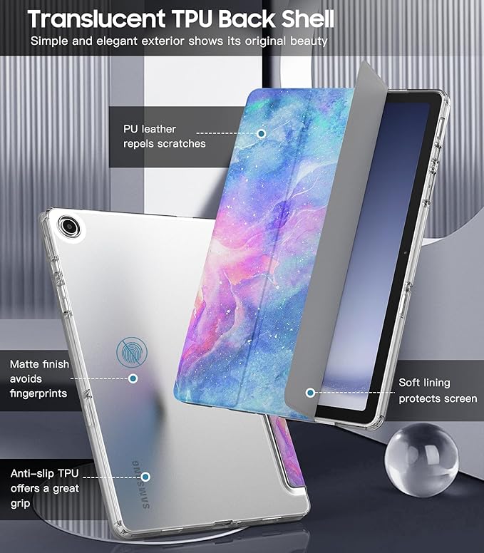 TiMOVO Case for Samsung Galaxy Tab A9+/A9 Plus 11" 2023, Slim Soft TPU Translucent Frosted Back Protective Cover for Galaxy Tab A9+ Tablet SM-X210/X216/X218, Auto Wake/Sleep, Dreamy Nebula