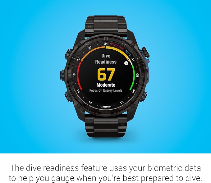 Garmin Descent™ Mk3i, Dive Computer and Multisport GPS Smartwatch, Air Integration, Black Titanium