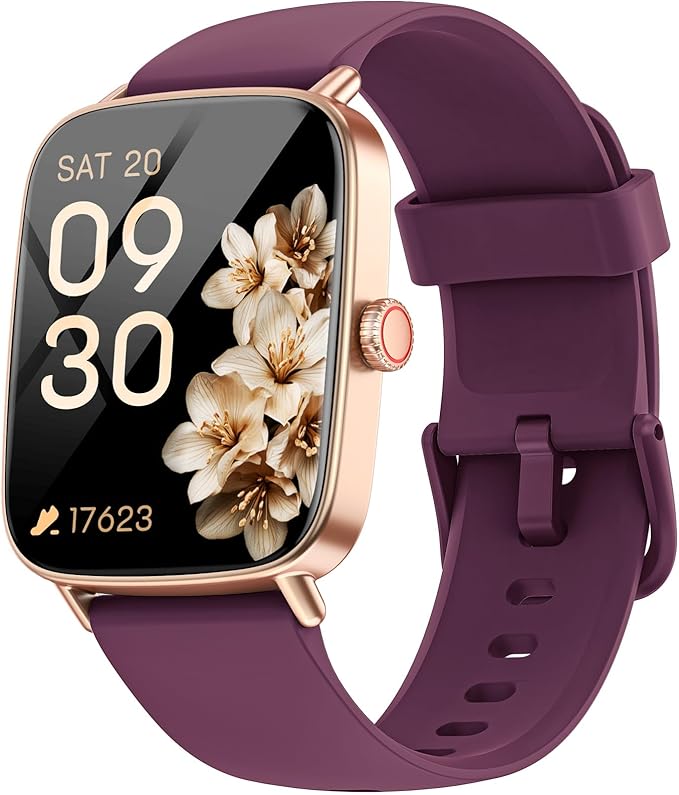 Smart Watch for Women, 1.85" HD Smartwatch Compatible iPhone/Samsung/Android (Answer/Make Calls), 100+ Sport Modes Fitness Tracker with Heart Rate/Sleep/SpO2 Monitor, IP68 (Deep Purple)