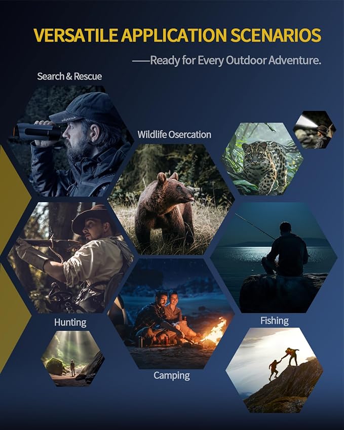 True 4K Ultra HD Night Vision Binoculars with 52MP Full Color Photo & Video Capture, 3940ft Viewing Range, WiFi& App Control with 64GB Storage Card for Camping Hunting & Security
